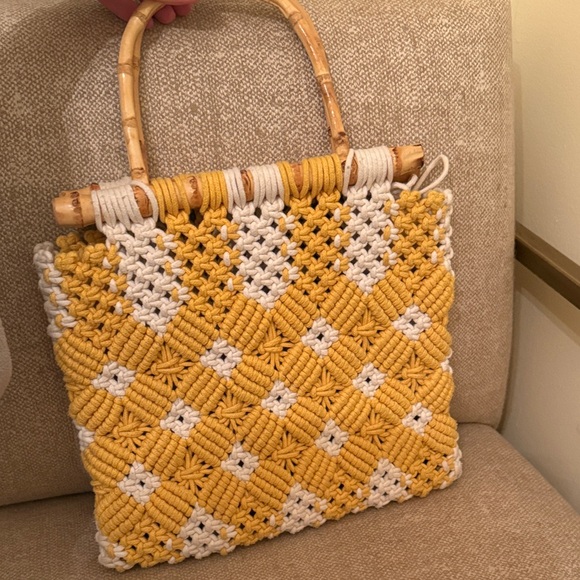 Zara Yellow and Cream Crochet Tote - Picture 2 of 3